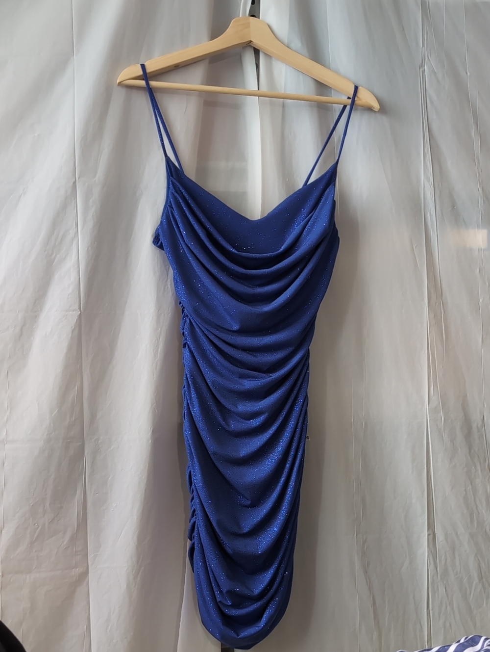 Windsor Royal Blue Sparkle Draped Midi Dress